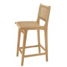 Lot de 2 tabourets bar de jardin teck rotin beige