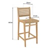 VALERIA Set of 2 Beige Synthetic Rattan Teak Garden Bar Stools