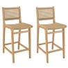 VALERIA Set of 2 Beige Synthetic Rattan Teak Garden Bar Stools