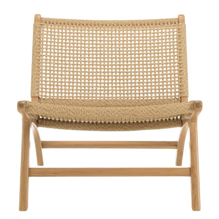 VALERIA Set of 2 Beige Synthetic Rattan Teak Garden Lounge Chairs