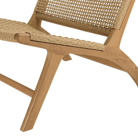 VALERIA Set of 2 Beige Synthetic Rattan Teak Garden Lounge Chairs