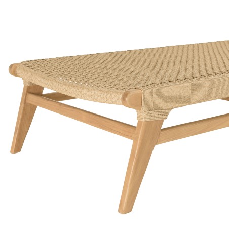 VALERIA Sun Lounger - Natural Teak & Beige Rattan - 4 Reclining Positions