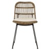 Lot 2 chaises rotin grisé coussin blanc métal noir