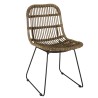 Lot 2 chaises rotin grisé coussin blanc métal noir