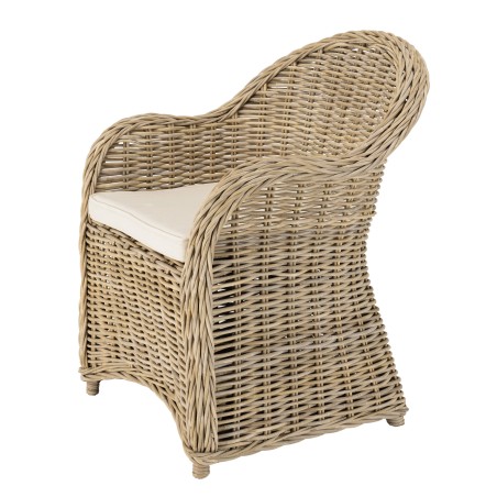 Fauteuil en kubu KALLY avec coussin blanc