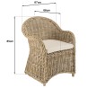 Fauteuil en kubu KALLY avec coussin blanc