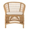 KALLY Natural Rattan Armchair with White Seat Cushion
