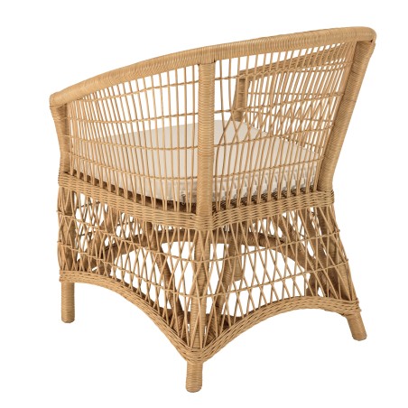 KALLY Natural Rattan Armchair with White Seat Cushion