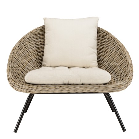KALLY Kubu Lounge Chair with White Seat Cushion and Black Metal Legs
