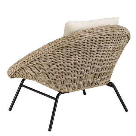 KALLY Kubu Lounge Chair with White Seat Cushion and Black Metal Legs