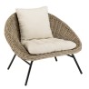 KALLY Kubu Lounge Chair with White Seat Cushion and Black Metal Legs