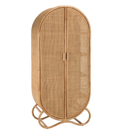 Armoire en rotin KALLY 2 portes cannage brun miel