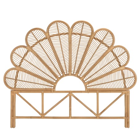 KALLY Half-Moon Headboard 140/160cm 'Flower' Honey Brown Rattan