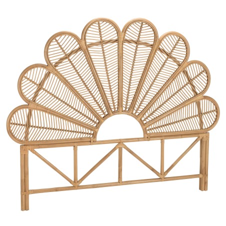 Tête de lit demi-lune KALLY en rotin brun miel 140/160cm
