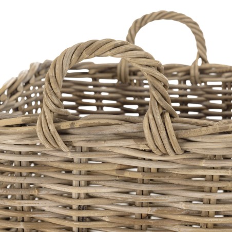 Set de 3 paniers de rangement carrés en kubu naturel KALLY