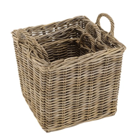 Set de 3 paniers de rangement carrés en kubu naturel KALLY