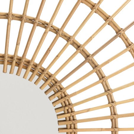 KALLY Round Mirror 100 cm - Sun Design, Honey Brown Rattan
