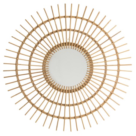 Miroir rond en rotin KALLY 100cm - Modèle soleil brun miel