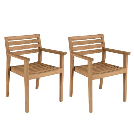 Lot de 2 fauteuils de jardin en teck KALLY