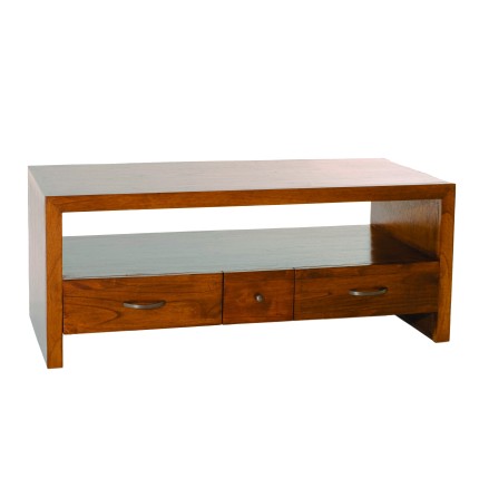LAUREN Brown TV Stand with 2 Large Drawers and 1 Small Drawer