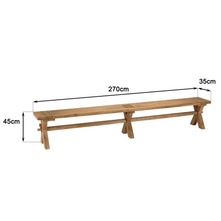 Banc de jardin en teck recyclé KALLY 270x35cm