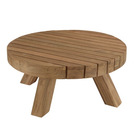 KALLY Round Garden Coffee Table 80x80m Recycled Teak Natural Color