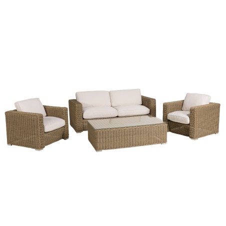 Salon de jardin 5 places en rotin synthétique taupe