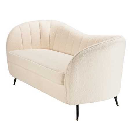 LEOPOLD 2-Seater Wave Sofa in Ecru Bouclé Fabric
