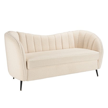LEOPOLD 2-Seater Wave Sofa in Ecru Bouclé Fabric