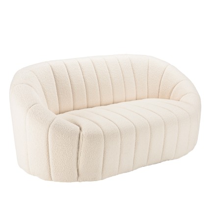 LEOPOLD 2-Seater Shell Sofa in Ecru Bouclé Fabric