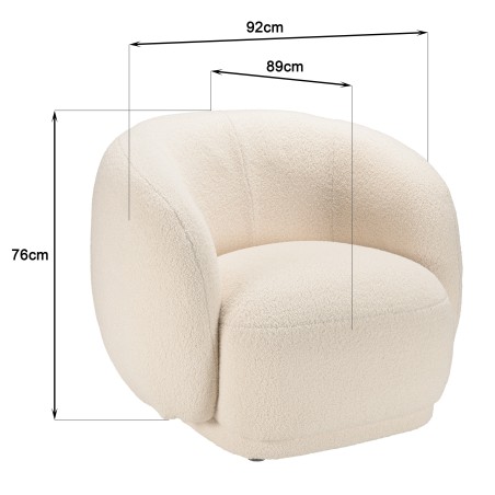 LEOPOLD Round Armchair in Ecru Bouclé Fabric - Modern Elegance