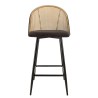 Lot de 2 tabourets d'îlot LEA - Assise tissu noir - Dossier effet cannage