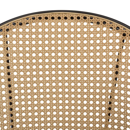 Lot de 2 tabourets d'îlot LEA - Assise tissu noir - Dossier effet cannage
