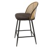 Lot de 2 tabourets d'îlot LEA - Assise tissu noir - Dossier effet cannage