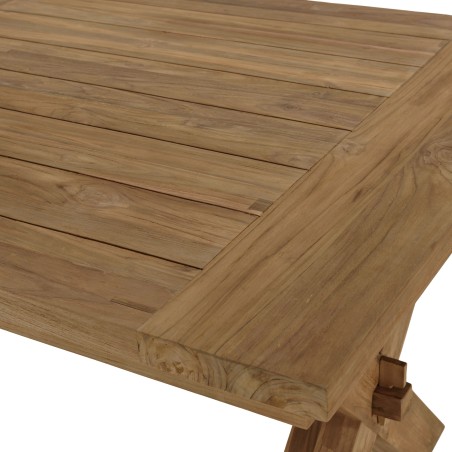 Salon de jardin KALLY en teck recyclé - Table et 2 bancs