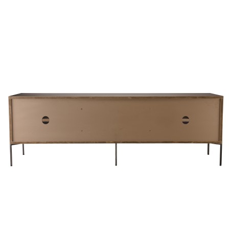MAXENCE TV Stand with 2 Doors and 1 Drawer - Recycled Teak Wood and Anthracite Grey Metal Legs