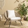 KALLY Kubu Lounge Chair with White Seat Cushion and Black Metal Legs