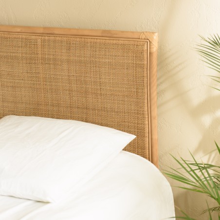 Tête de lit en rotin brun miel 160x110 cm - Style bohème chic