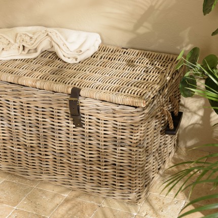 Coffre de rangement en kubu naturel KALLY 100cm