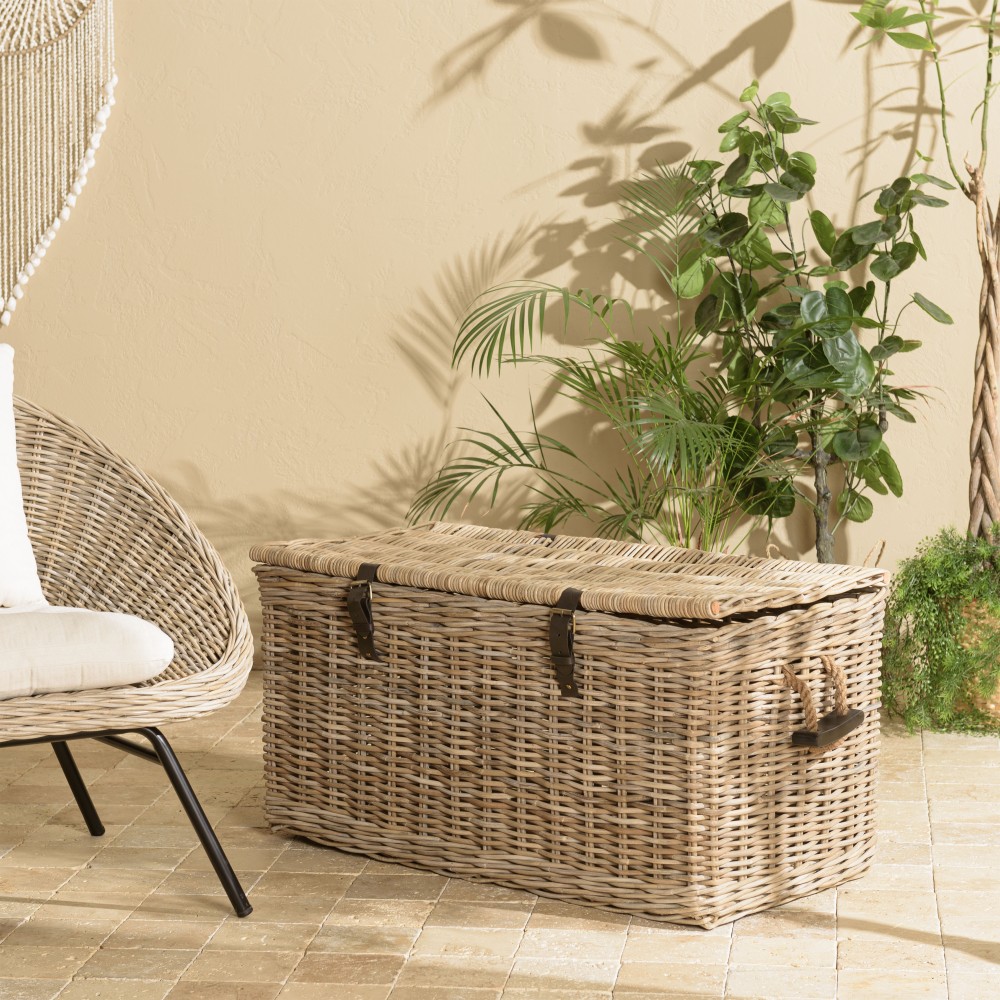 Coffre de rangement en kubu naturel KALLY 100cm Coffre de rangement en kubu naturel KALLY 100cm