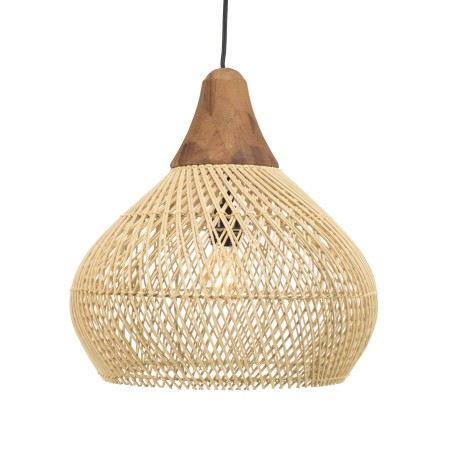 SIXTINE 'Bell' Pendant Light 40x40cm - Natural Rattan & Teak