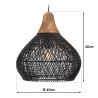 SIXTINE 'Bell' Pendant Light - Black Rattan and Teak, 40x40cm