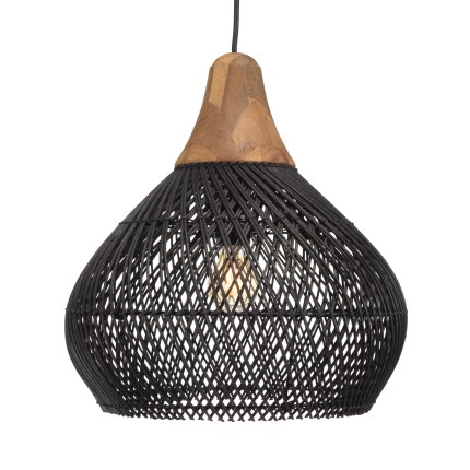 Suspension SIXTINE en rotin noir 40x40cm