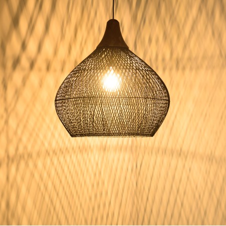 Suspension SIXTINE en rotin noir 68x68cm