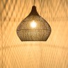 SIXTINE 'Bell' Pendant Light - Black Rattan & Teak - 68 x 68 cm