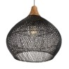 SIXTINE 'Bell' Pendant Light - Black Rattan & Teak - 68 x 68 cm