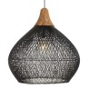 SIXTINE 'Bell' Pendant Light - Black Rattan & Teak - 68 x 68 cm