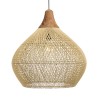 SIXTINE 'Bell' Pendant Light - Natural Rattan & Teak - 68 x 68 cm