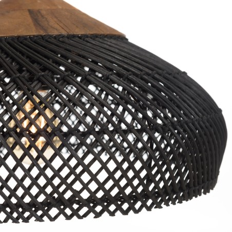 SIXTINE - Black Rattan Pendant Light 40x40cm