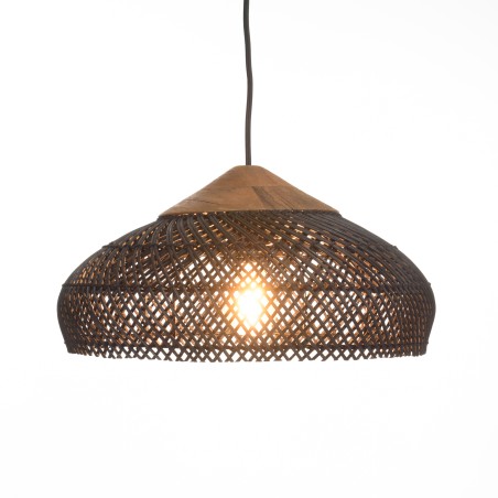 SIXTINE - Black Rattan Pendant Light 40x40cm